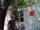 Harvey Jones, AC0EG and Joey Jones, KD0HTG grab a bite to eat at the Salvation Army trailer